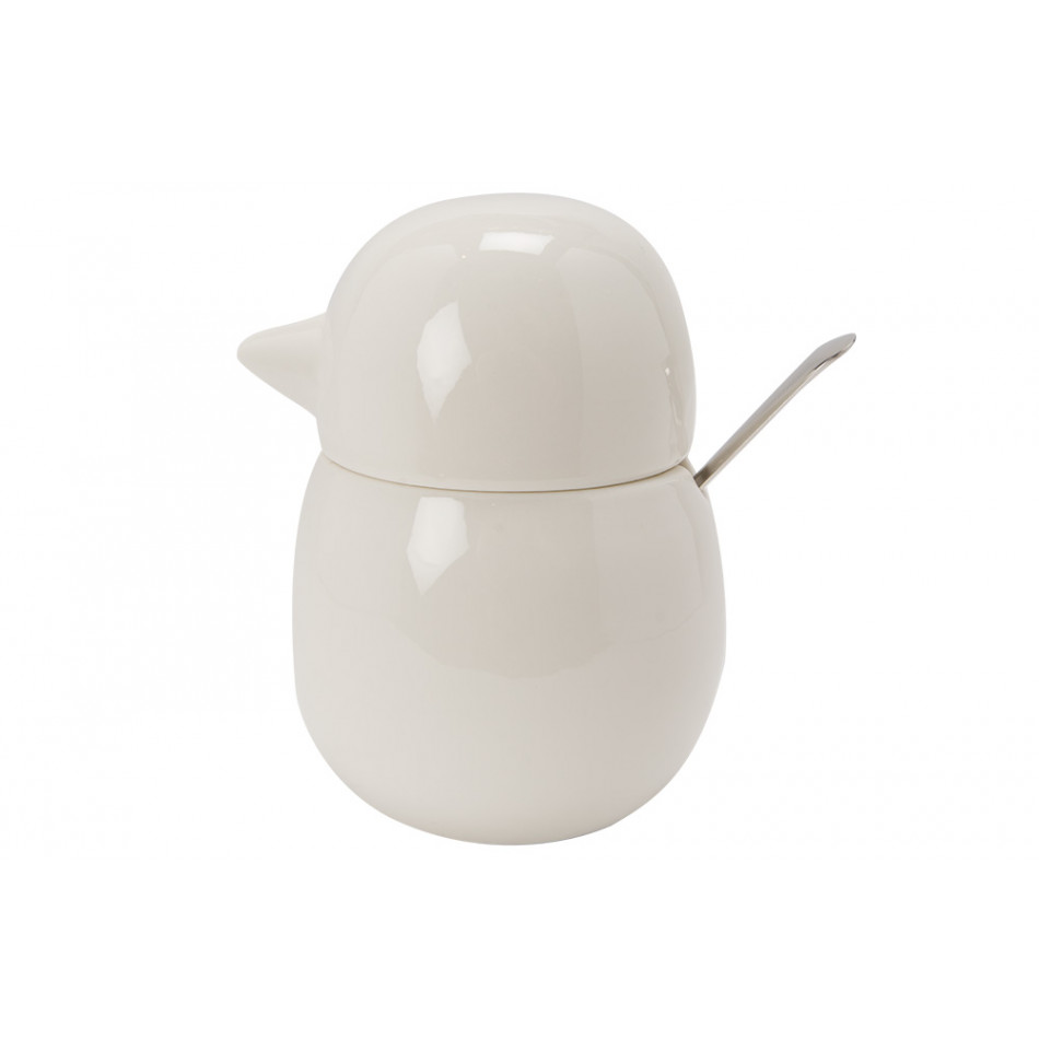Sugar bowl Birdie, white, porcelain, 15.5x10.4x11.5cm