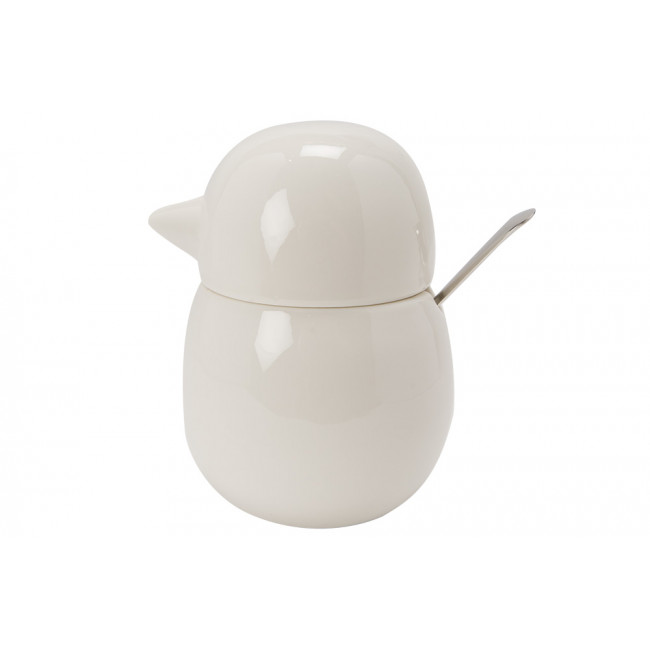 Sugar bowl Birdie, white, porcelain, 15.5x10.4x11.5cm
