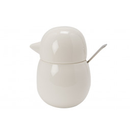 Sugar bowl Birdie, white, porcelain, 15.5x10.4x11.5cm