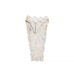 Crystal vase Glacier with gold lines/rim lead,  30x14x11.5cm