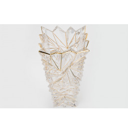 Crystal vase Glacier with gold lines/rim lead