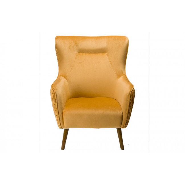 Armchair Dartford,velvet,yellow gold,100x75x83cm, seat h40cm