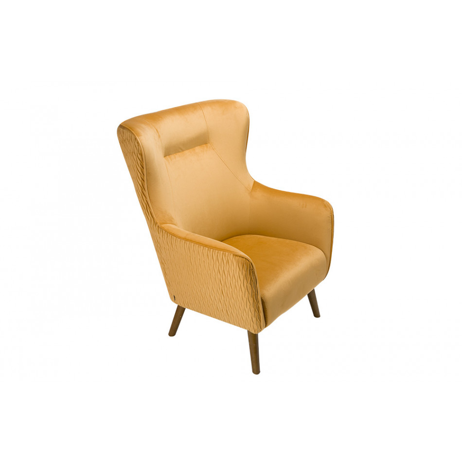 Armchair Dartford,velvet,yellow gold,100x75x83cm, seat h40cm