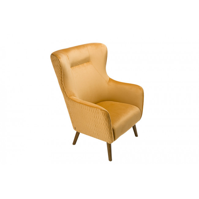 Armchair Dartford,velvet,yellow gold,100x75x83cm, seat h40cm