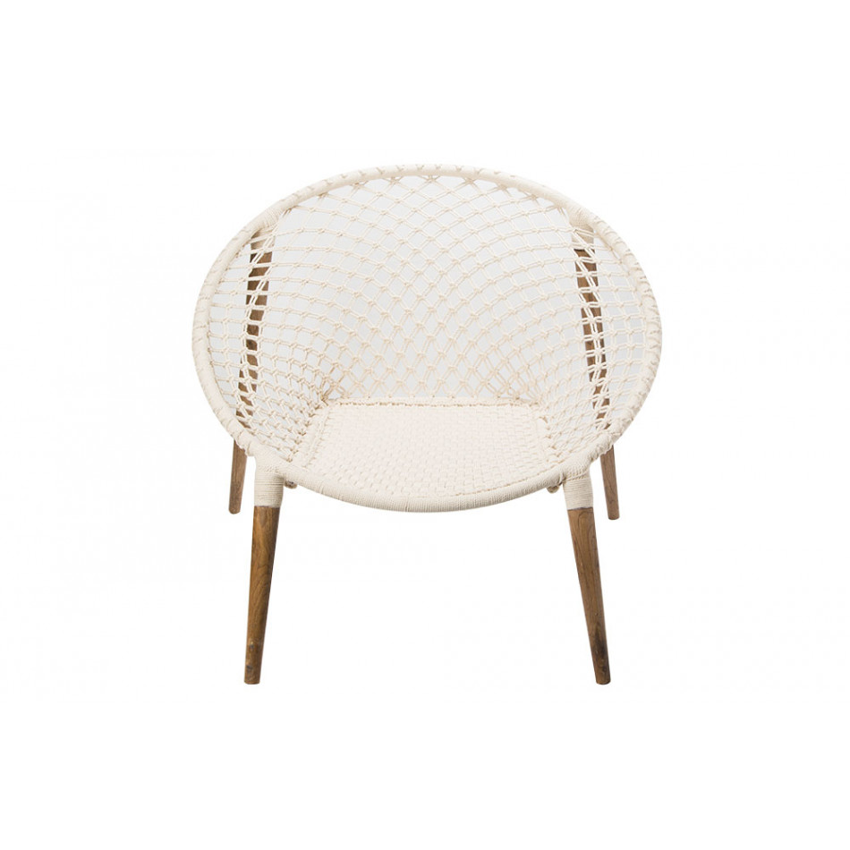 Armchair macrame Raina, white, H83x85x89cm