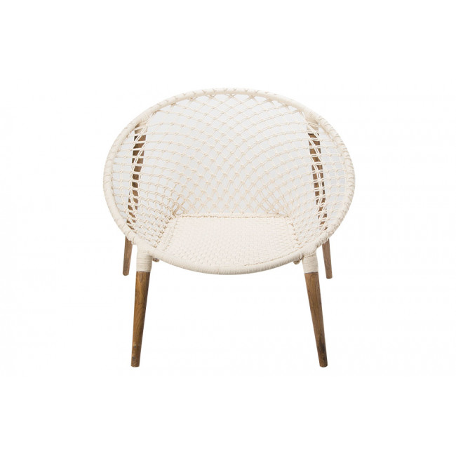 Armchair macrame Raina, white, H83x85x89cm