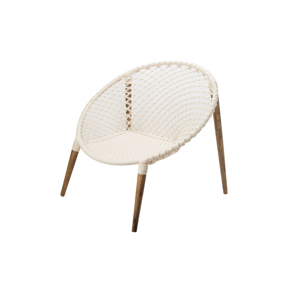 Armchair macrame Raina, white, H83x85x89cm