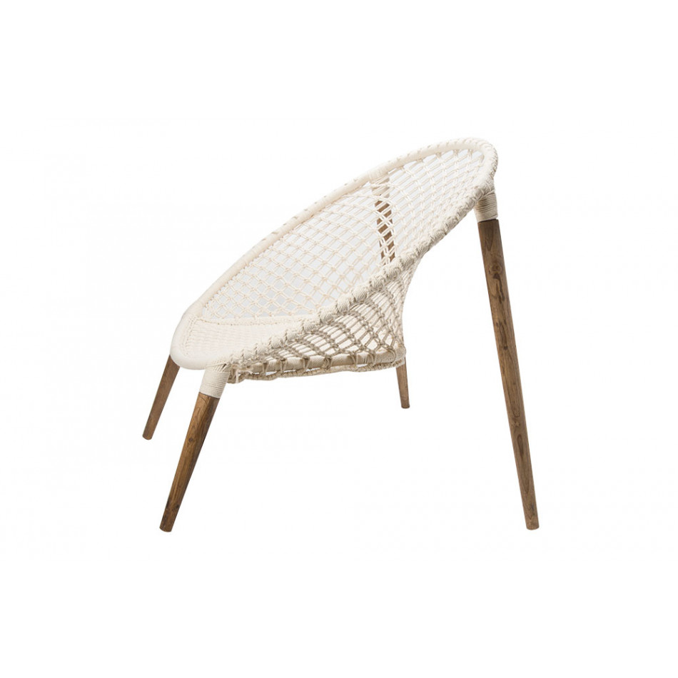 Armchair macrame Raina, white, H83x85x89cm