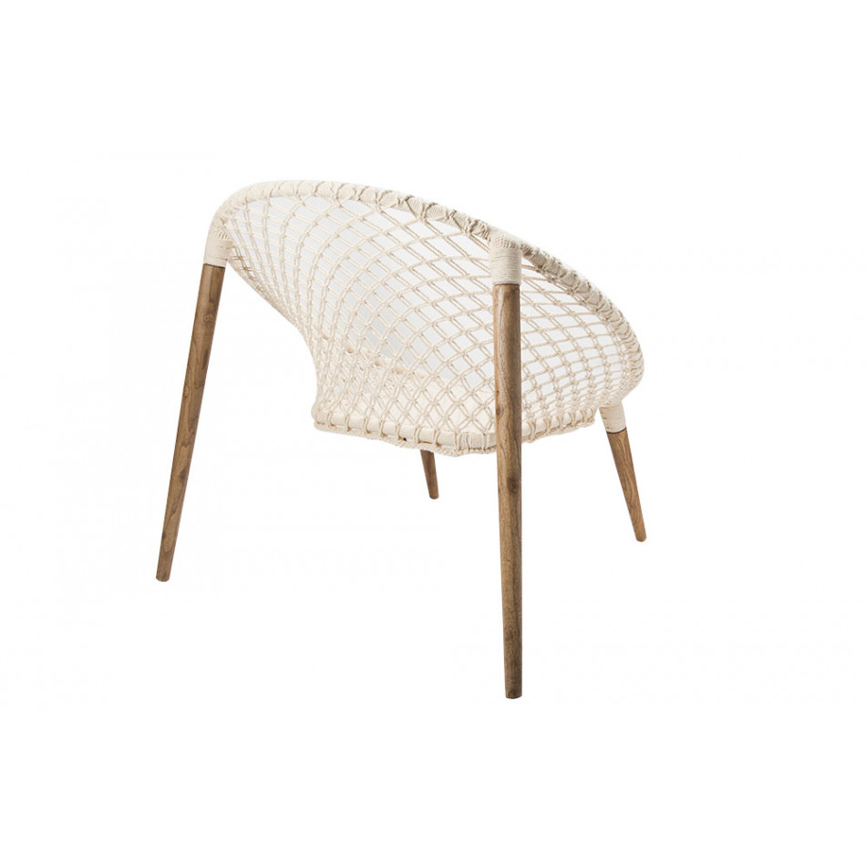 Armchair macrame Raina, white, H83x85x89cm