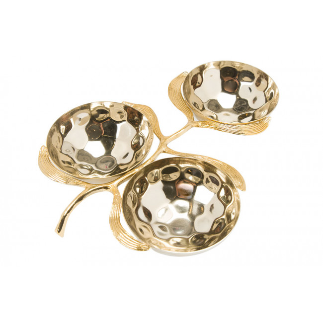Decorative 3-bowls dish with leaf, 29x21.5cm