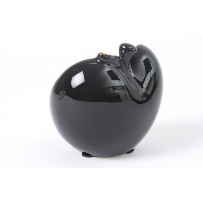 Candleholder Apple, black/gold, 9.5x8x8.5cm