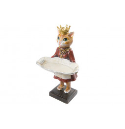 Decorative figure Male cat with crown, multi, 16.5x15x29.5cm