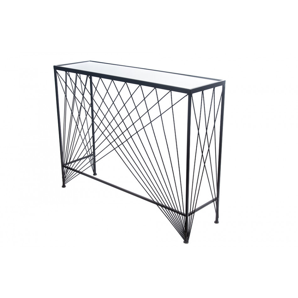Console Bamberg M, mirror top, black, H70x90x25cm