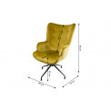 Armchair Dallas, velvet, gold, 103x75.5x70cm, seat h 50cm