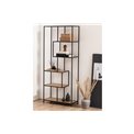 Bookcase Seaford x5, oak/black frame, 77x35x185cm