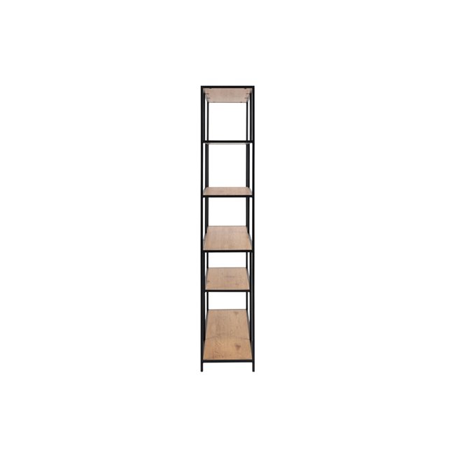 Bookcase Seaford, oak/black frame, 135x35x185cm