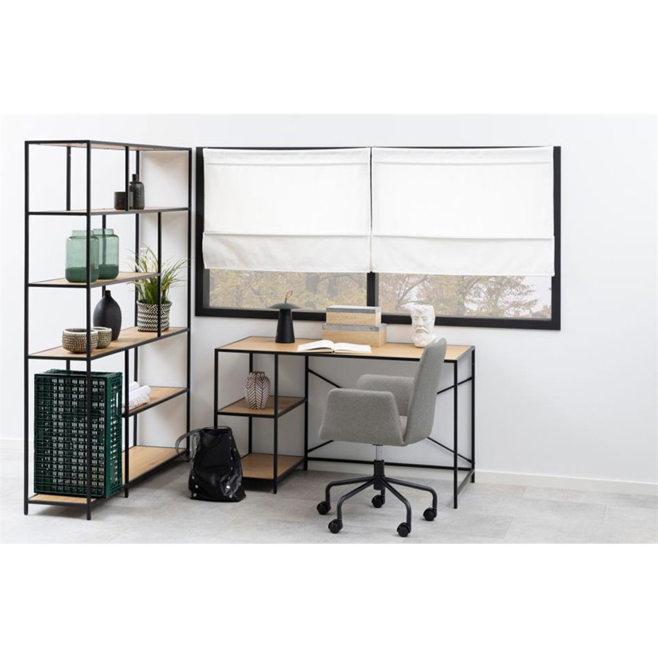 Bookcase Seaford, oak/black frame, 135x35x185cm