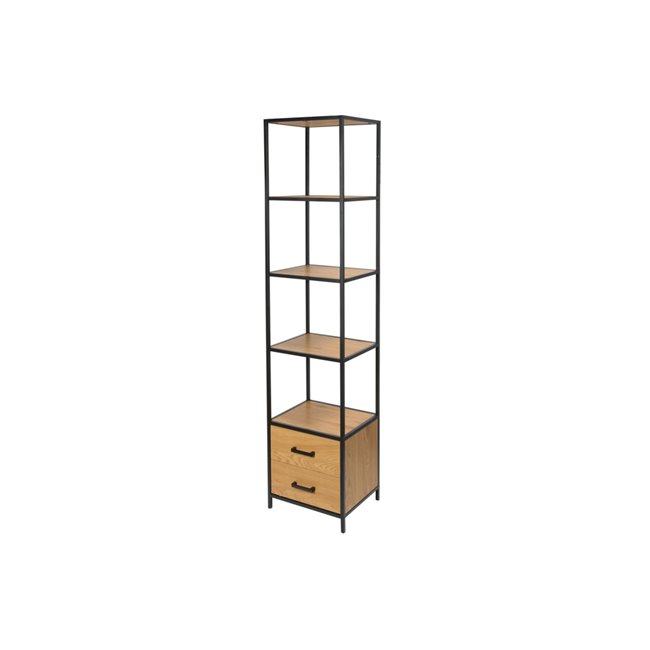 Bookcase Seaford, oak/black frame, 42x35x185cm