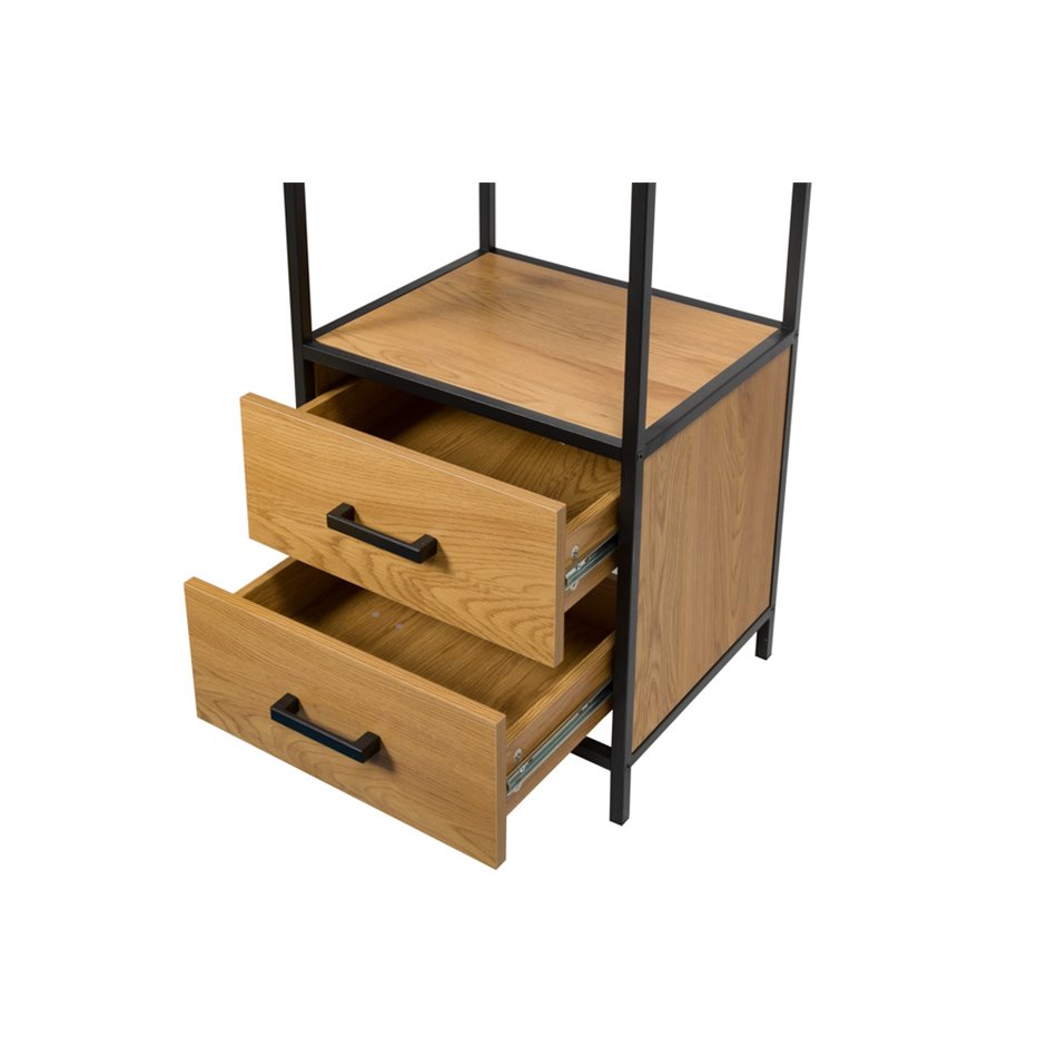 Bookcase Seaford, oak/black frame, 42x35x185cm