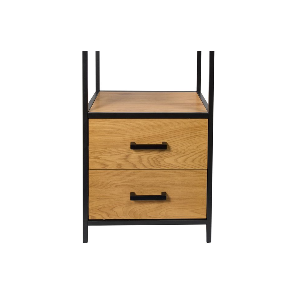 Bookcase Seaford, oak/black frame, 42x35x185cm