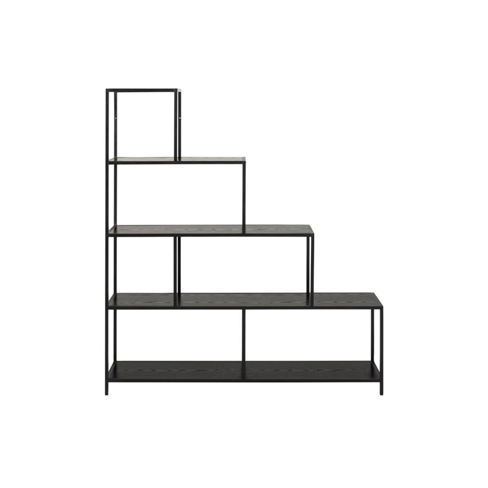 Bookcase Seaford II, ash/black frame,135x35x150cm