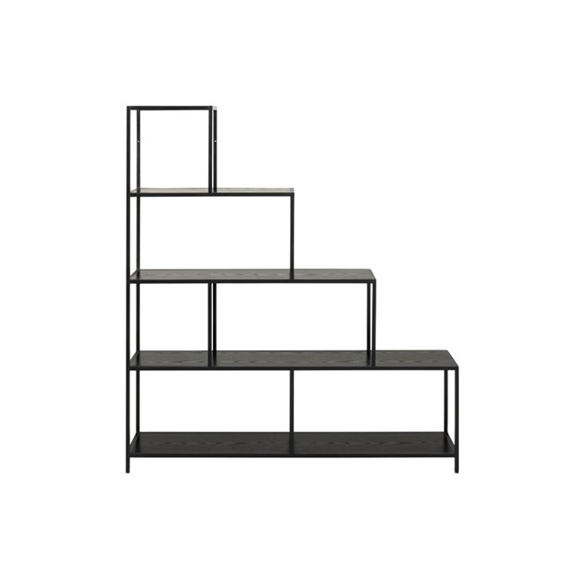 Bookcase Seaford II, ash/black frame,135x35x150cm