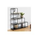 Bookcase Seaford II, ash/black frame,135x35x150cm