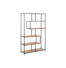 Bookcase Seaford x5, oak/black frame, 114x35x185cm