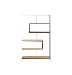 Bookcase Seaford x5, oak/black frame, 114x35x185cm