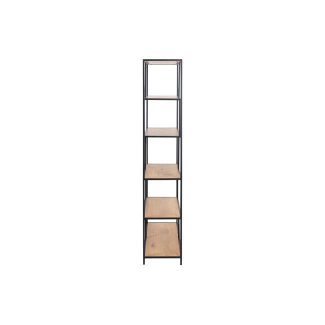 Bookcase Seaford x5, oak/black frame, 114x35x185cm