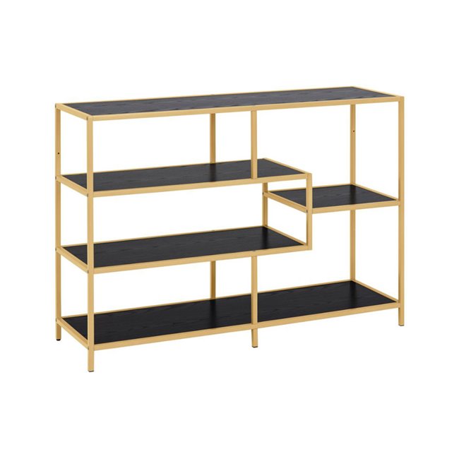 Bookcase Seaford, black/golden, 114x35x78cm
