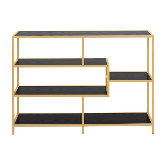 Bookcase Seaford, black/golden, 114x35x78cm
