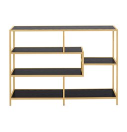 Bookcase Seaford, black/golden, 114x35x78cm
