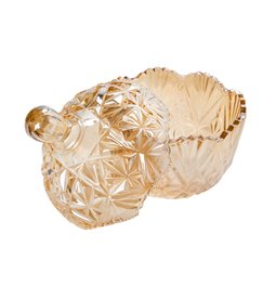 Candy jar with lid, amber glass, D13x19cm