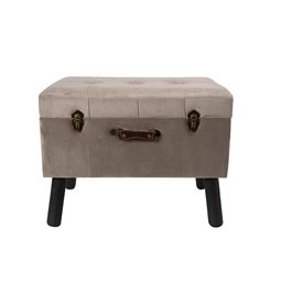 Bench Ferento L, taupe colour, velvet, 60x40x49cm