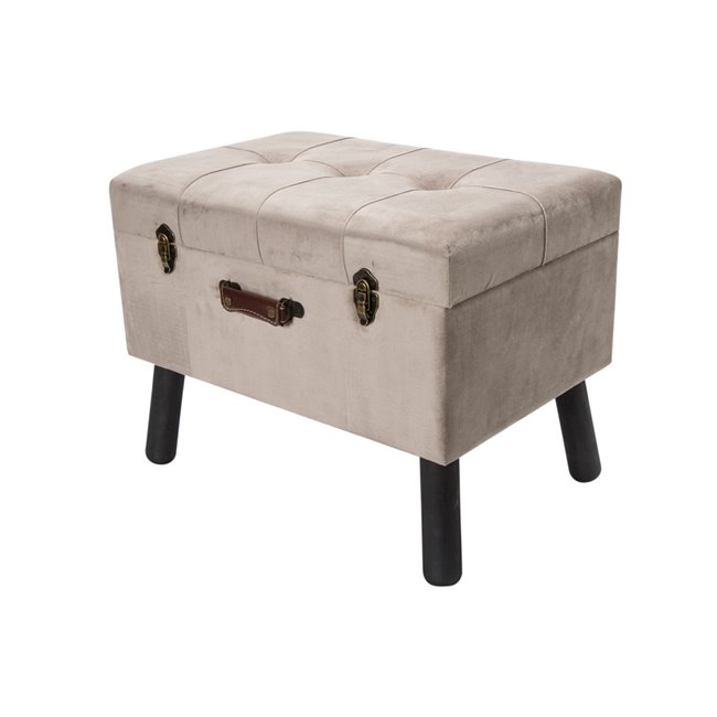 Bench Ferento L, taupe colour, velvet, 60x40x49cm