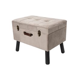 Bench Ferento L, taupe colour, velvet, 60x40x49cm