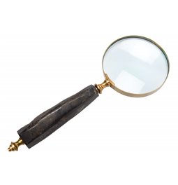 Aluminium 4 magnifier brass finish w/horn handle,27.5x10x3