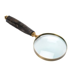 Aluminium 4 magnifier brass finish w/horn handle,27.5x10x3