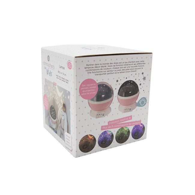 Rotating projector, pink, H14 D12cm