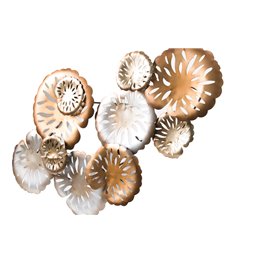 Wall deco Flowers, silver/golden, 70x4x42cm