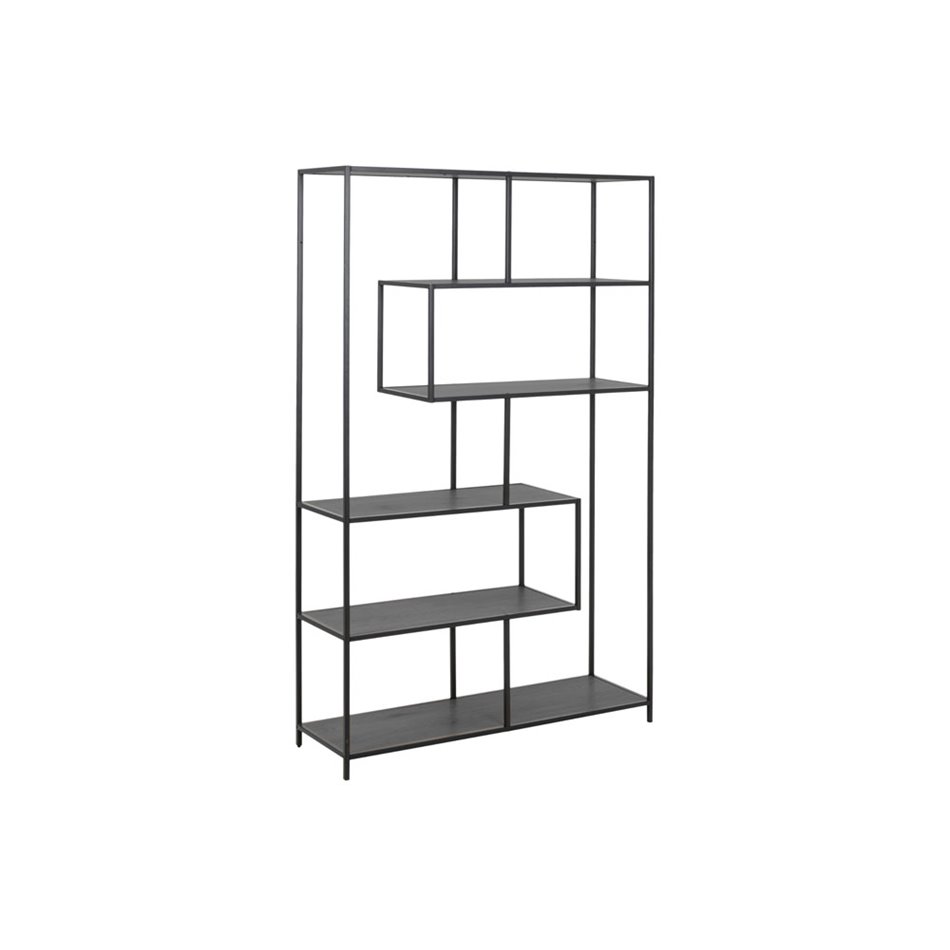 Bookcase Seaford, black, 114x35x185cm 