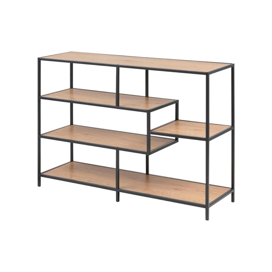 Bookcase Seaford IV, oak/black, 114x35x78cm