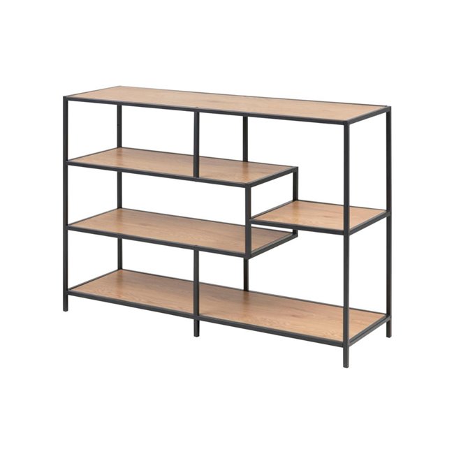 Bookcase Seaford IV, oak/black, 114x35x78cm