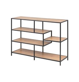 Bookcase Seaford IV, oak/black, 114x35x78cm