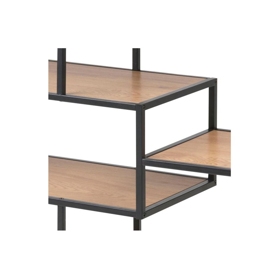 Bookcase Seaford IV, oak/black, 114x35x78cm