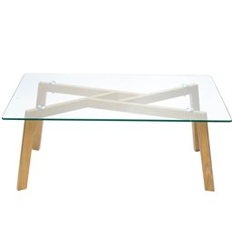 Table basse Taho, glass/steel, 110x60x45cm