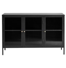 Metal sideboard Bronco, 3 section, black,H85.3x132.2x40.3cm