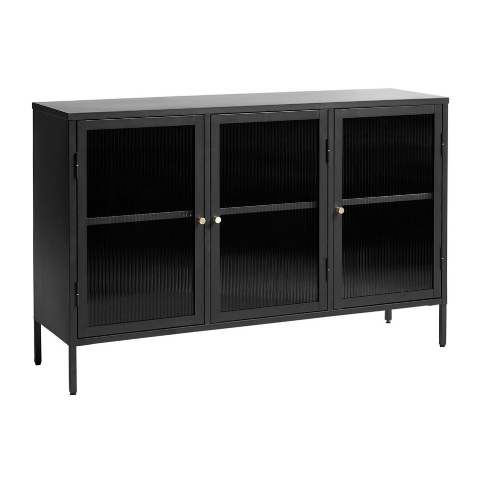 Metal sideboard Bronco, 3 section, black,H85.3x132.2x40.3cm