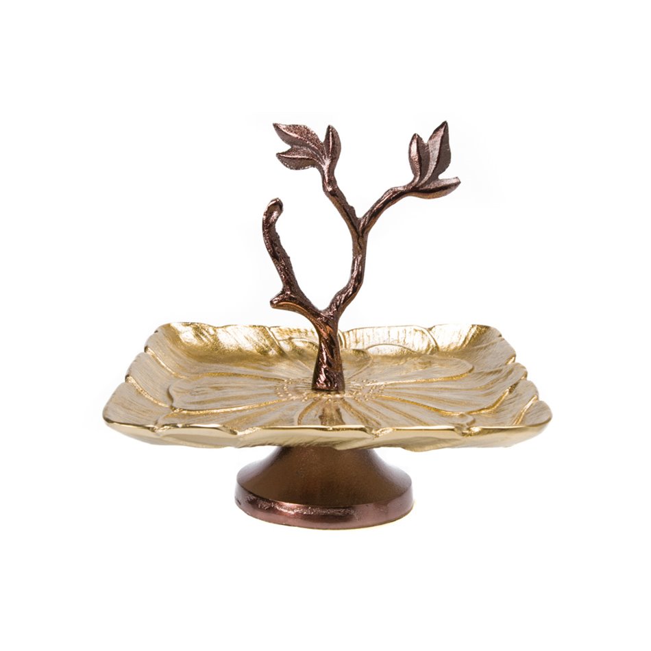 Decorative square dish  w/leaf Badem, 23x23x23cm